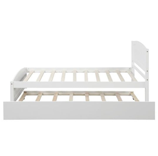 Double Platform Bed With Wheels, White