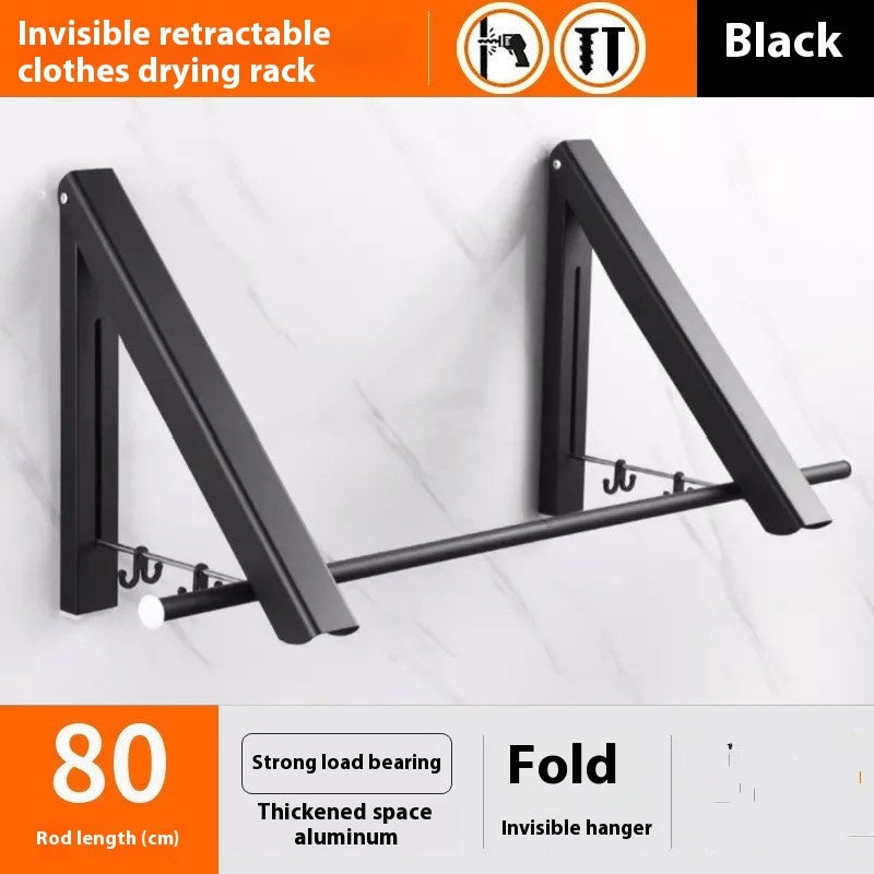 Punch-free Space Aluminum Foldable Invisible Folding Retractable Wall Hanger for Waterproof Hanging Underwear Coat Hanger AuraRitmo