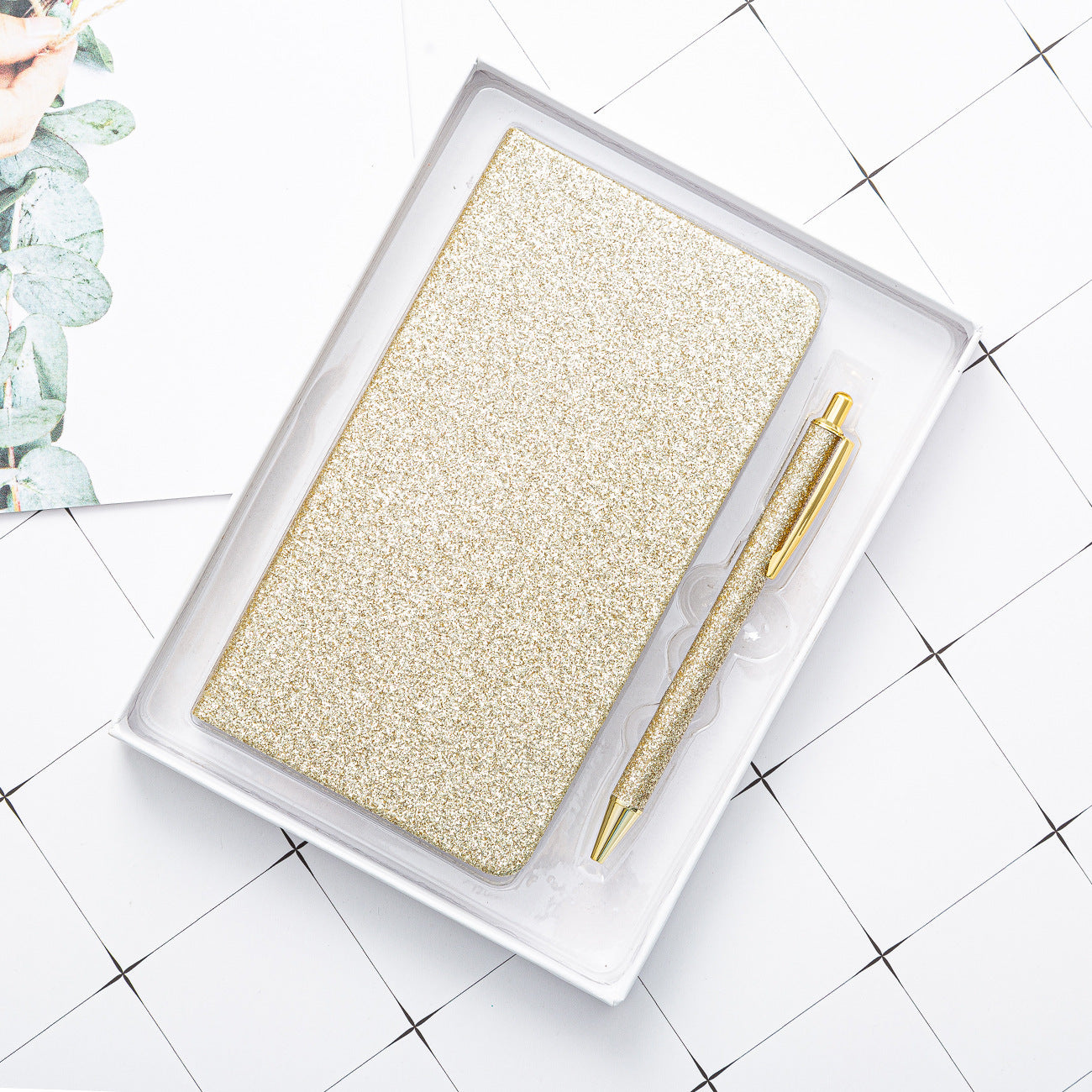 Gift Notepad Gold Powder A6 Notebook Set Customizable Logo Diary Notebook Stationery Gift Box