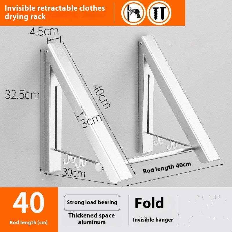 Punch-free Space Aluminum Foldable Invisible Folding Retractable Wall Hanger for Waterproof Hanging Underwear Coat Hanger AuraRitmo