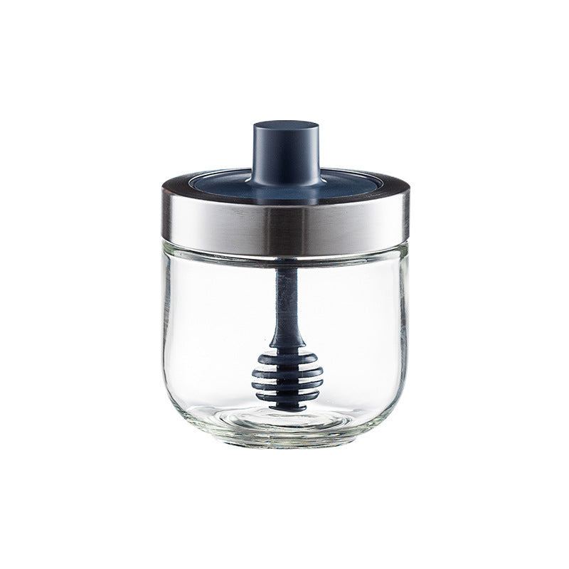 Household Kitchen Glass Spoon Cover Integrated Seasoning Jar