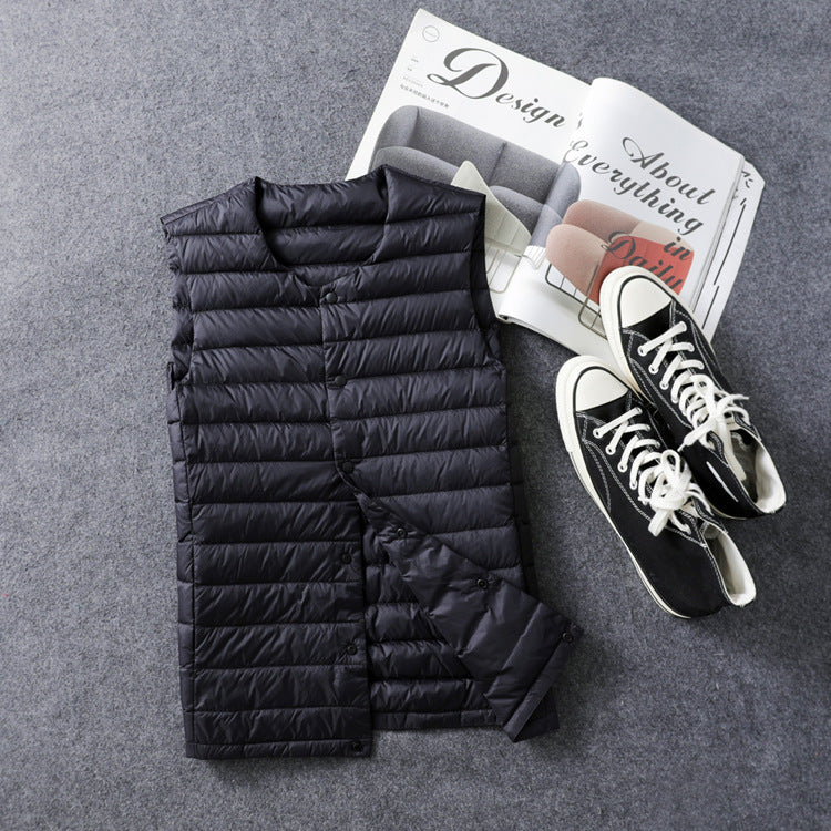 Men's Autumn And Winter Collarless Lightweight Basic Thin Vest