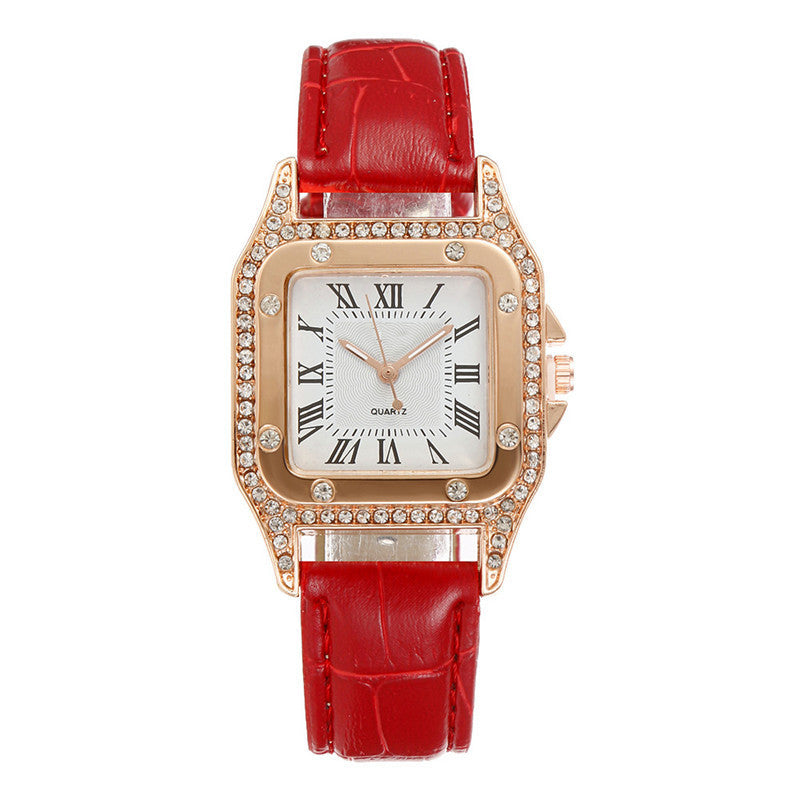 Square Watch Rhinestone Women's Gift set