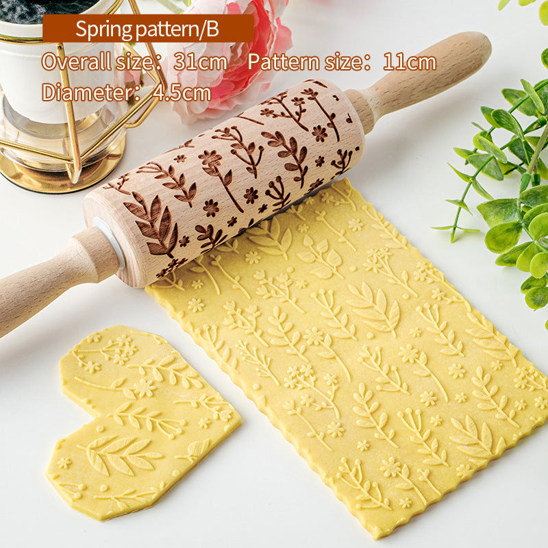 Home Printing Pattern Rolling Pin Kitchen Baking Tools