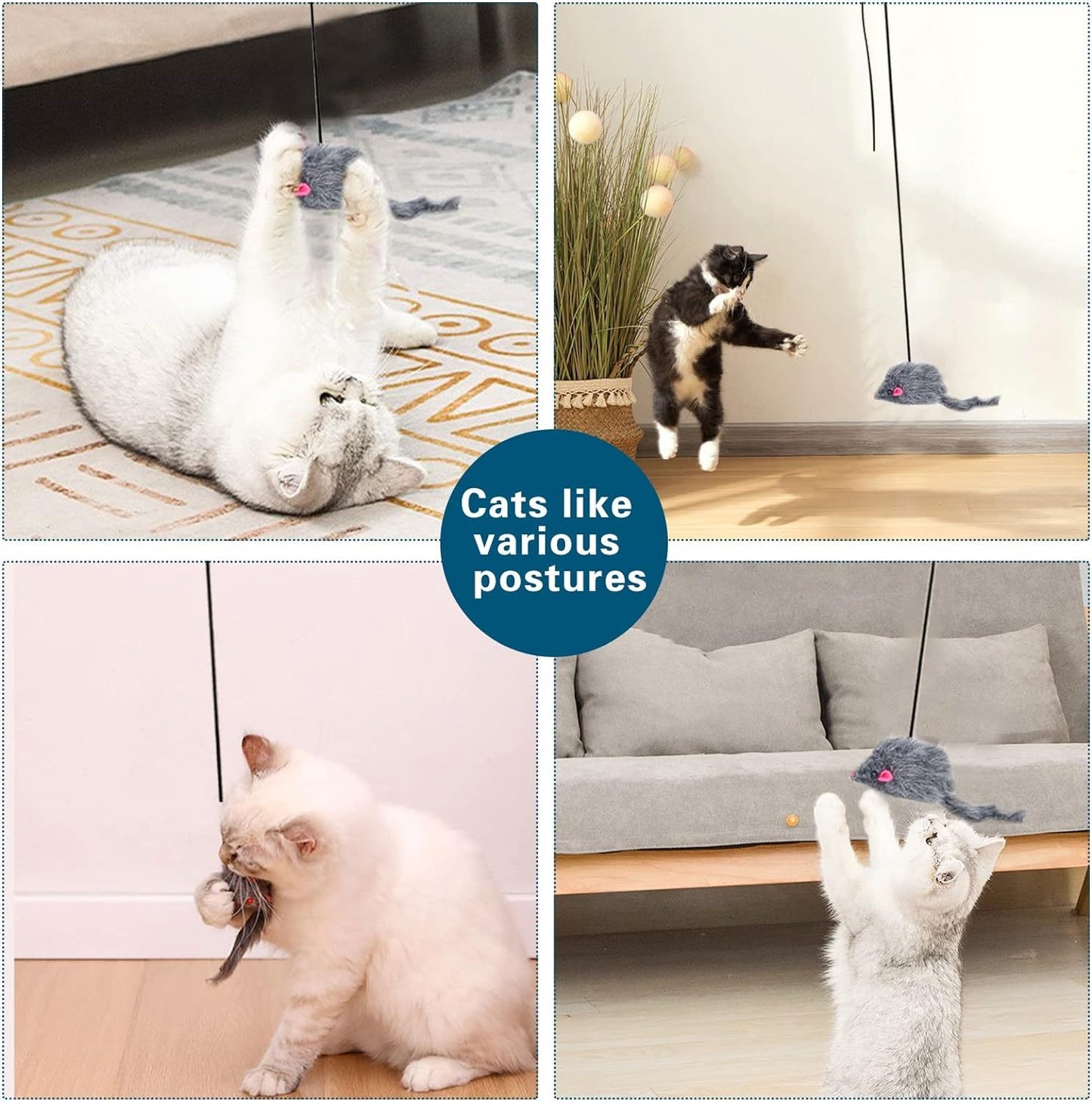 Interactive Cat Feather Toys Retractable Teaser Toy Hanging Interactive Toys For Indoor Cats Kitten Play Chase Exercise Kitten Mental Exercise Toys