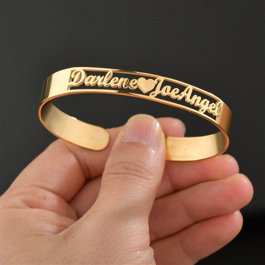 Customized Name Bracelet Personalized Custom Bangles Stainless Steel Jewelry AuraRitmo