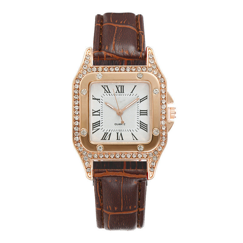 Square Watch Rhinestone Women's Gift set