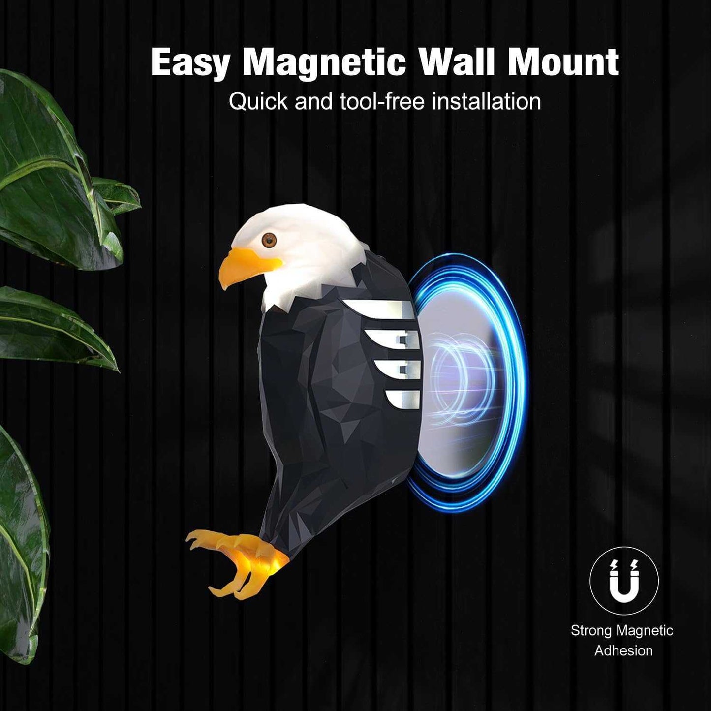 Bald Eagle Wall Light, American Eagle Night Light With Remote Control, Magnetic Wall Mounted Eagle Lamp For Bedroom, Living Room, Hallway, Battery Operated And Removable Charging Eagle Light