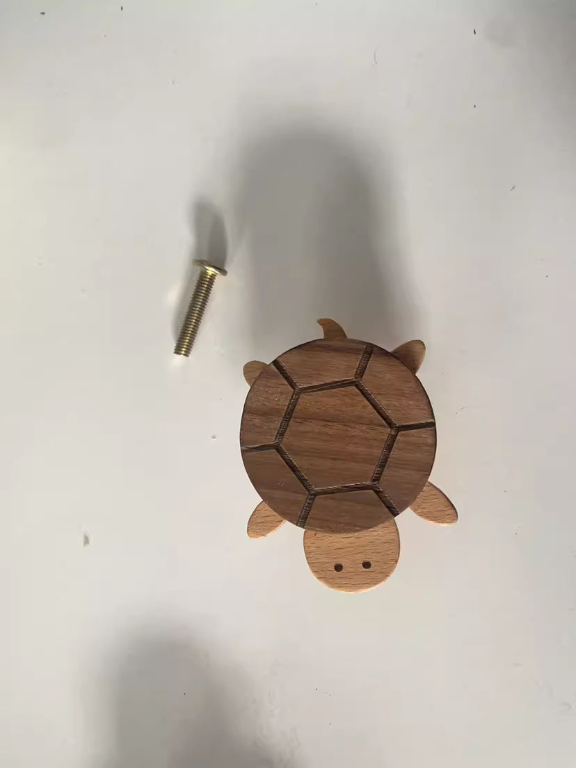 Solid Wood Wall Hanger Punch-free Creative Animal Drawer Handle