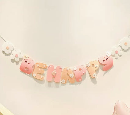 Happy Birthday Pull Flag Party Supplies Decoration Photo Props Scene Layout