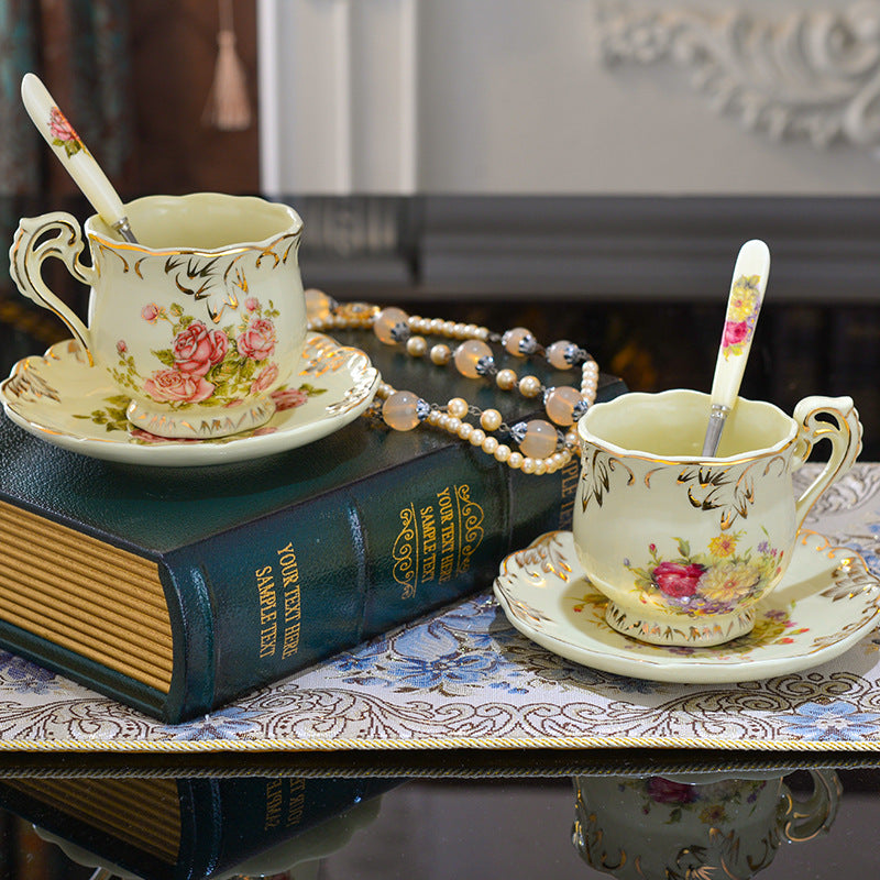 Afternoon Tea With Spoon Gift Ceramic Coffee Cup Set