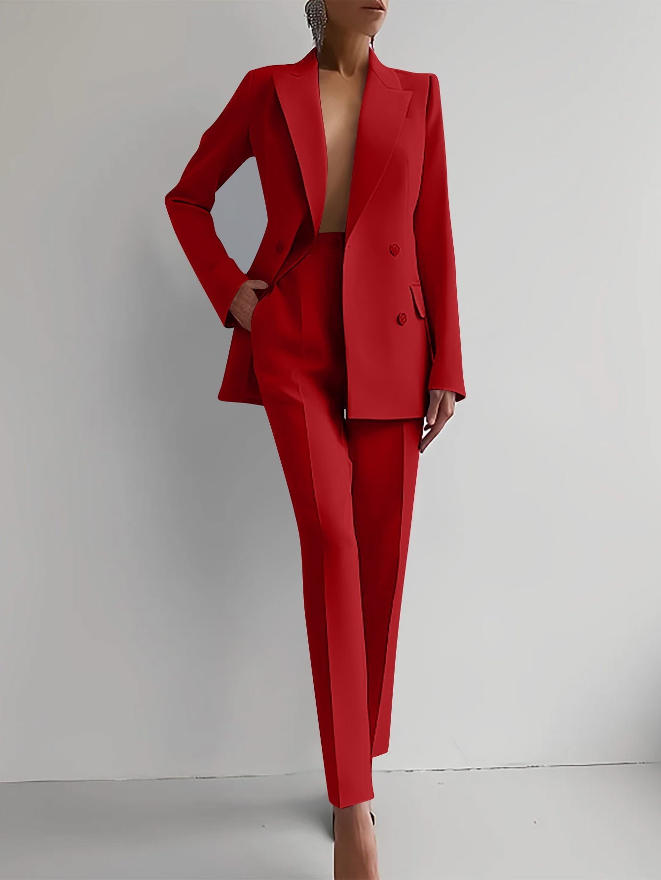Casual Suits Fashion Long Sleeve Single-breasted Jacket Top And Slim Fit Trousers Women's Business Suits AuraRitmo