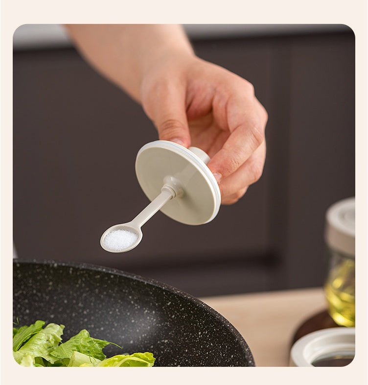 Household Kitchen Glass Spoon Cover Integrated Seasoning Jar
