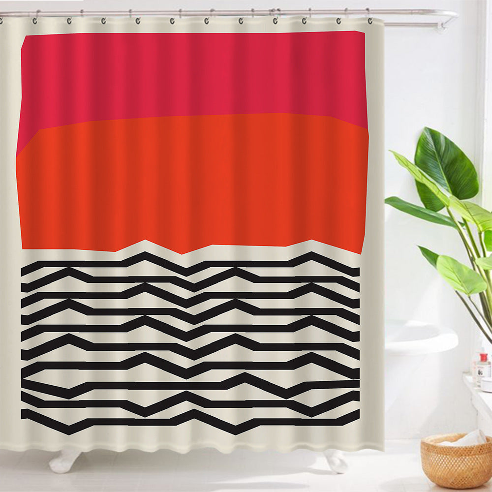 Art Geometric Shower Curtain Waterproof Bathroom Curtain