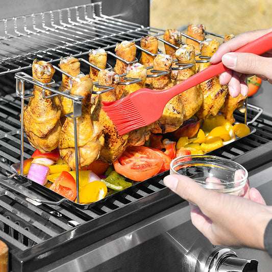 Stainless Steel Folding Portable Chicken Leg Rack Barbecue Tool Set BBQ Barbecue Barbecue Rack AuraRitmo