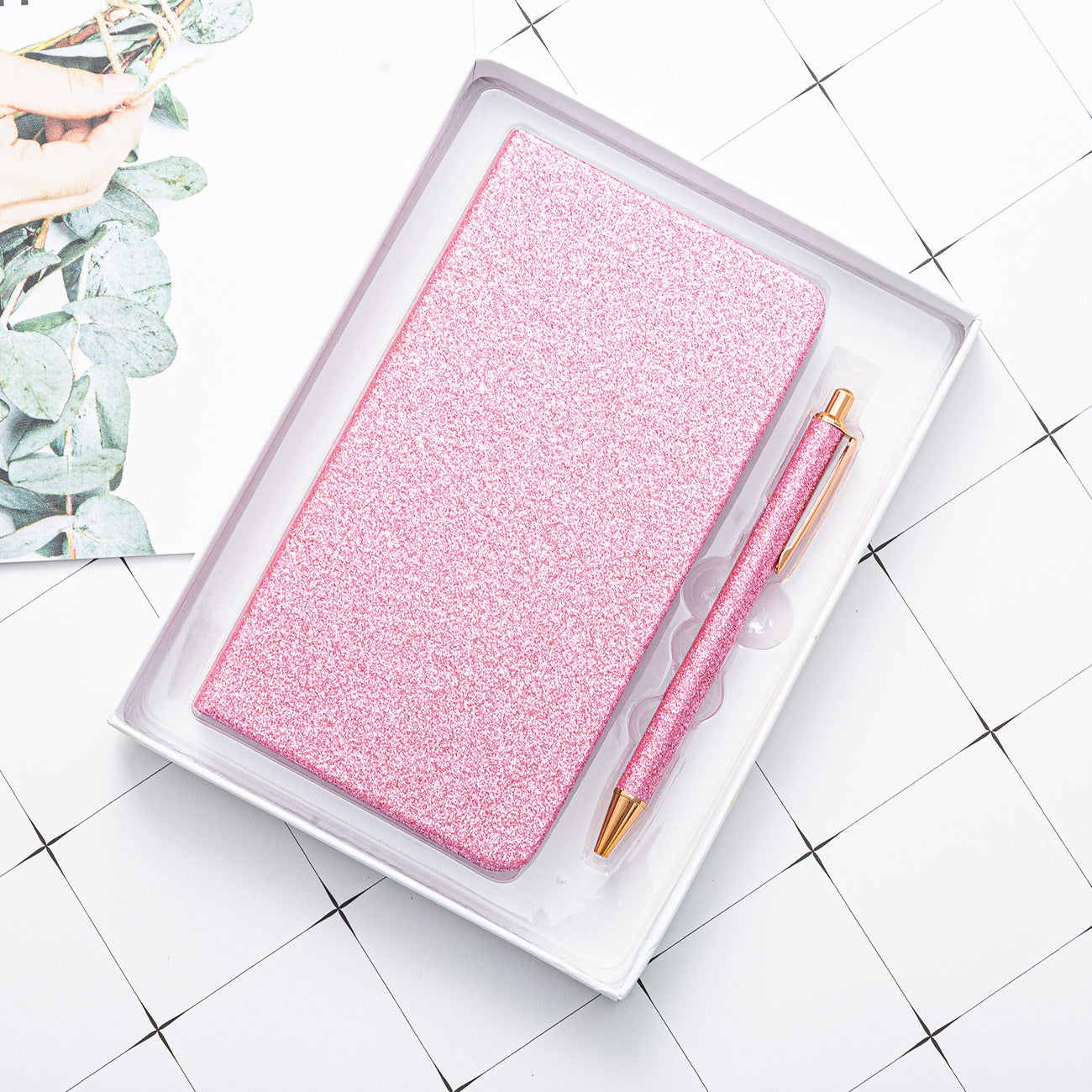 Gift Notepad Gold Powder A6 Notebook Set Customizable Logo Diary Notebook Stationery Gift Box