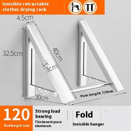 Punch-free Space Aluminum Foldable Invisible Folding Retractable Wall Hanger for Waterproof Hanging Underwear Coat Hanger AuraRitmo