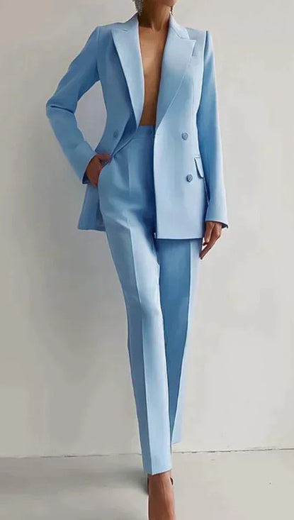 Casual Suits Fashion Long Sleeve Single-breasted Jacket Top And Slim Fit Trousers Women's Business Suits AuraRitmo