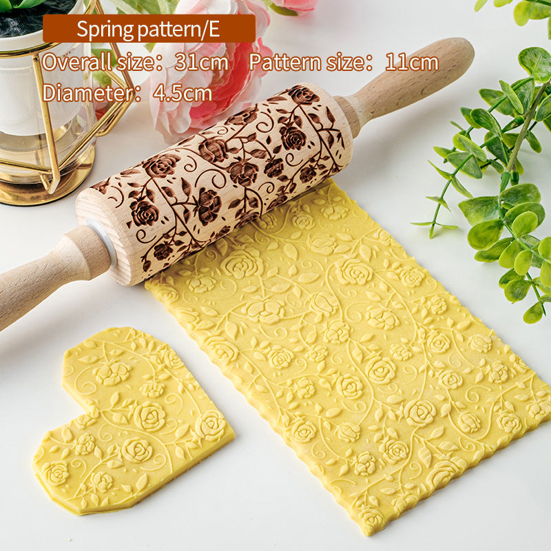 Home Printing Pattern Rolling Pin Kitchen Baking Tools