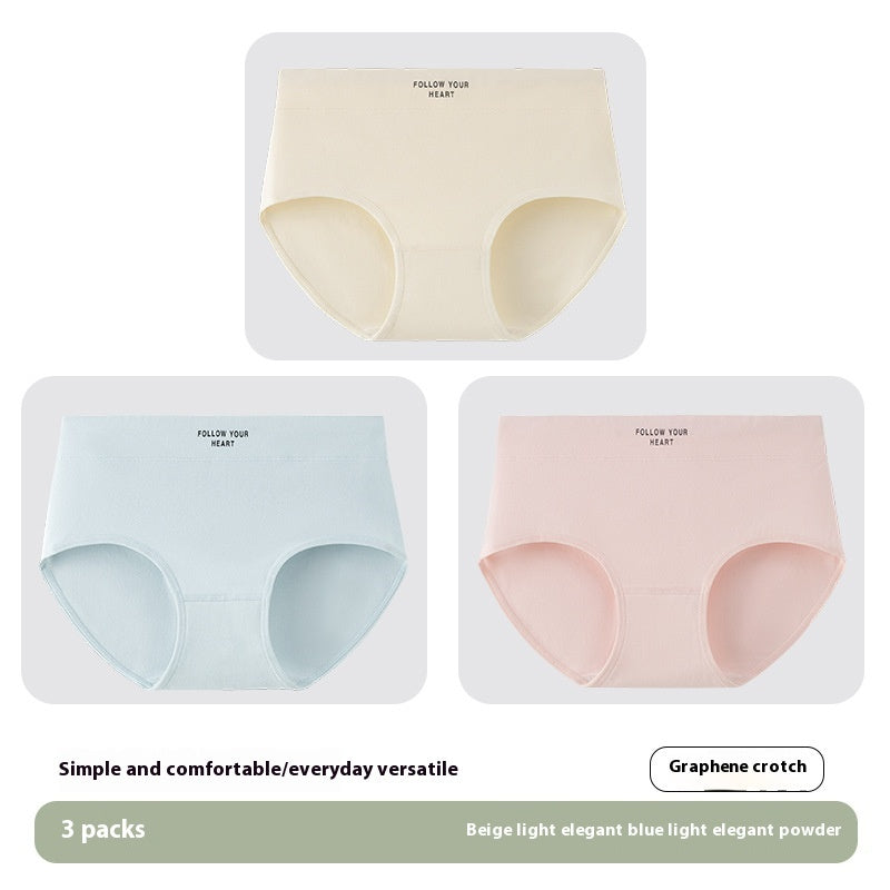 7A Antibacterial Women's Cotton Underwear Printed Mid Waist