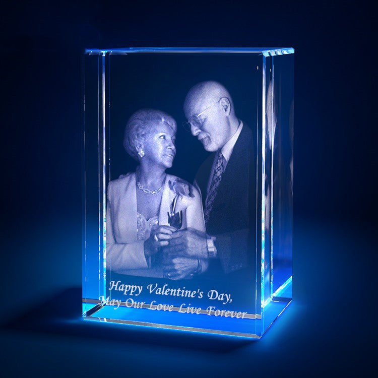 3D Laser Square Crystal Photo Frame With Love Custom Glass Cube AuraRitmo