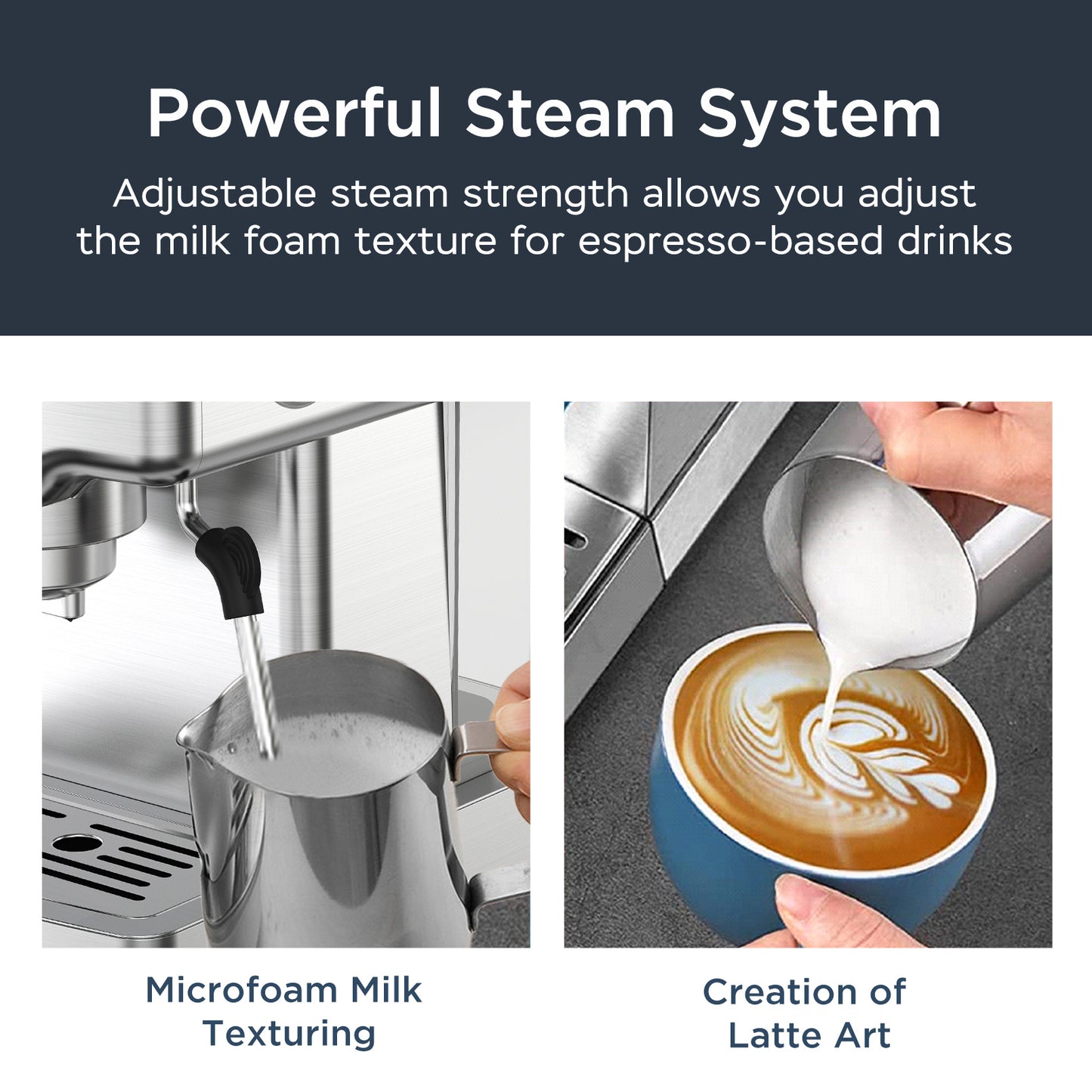 Geek Chef Espresso Machine, 20 Bar Espresso Machine With Milk Frother For Latte, Cappuccino, Macchiato, For Home Espresso Maker, 1.8L Water Tank, Stainless Steel,
